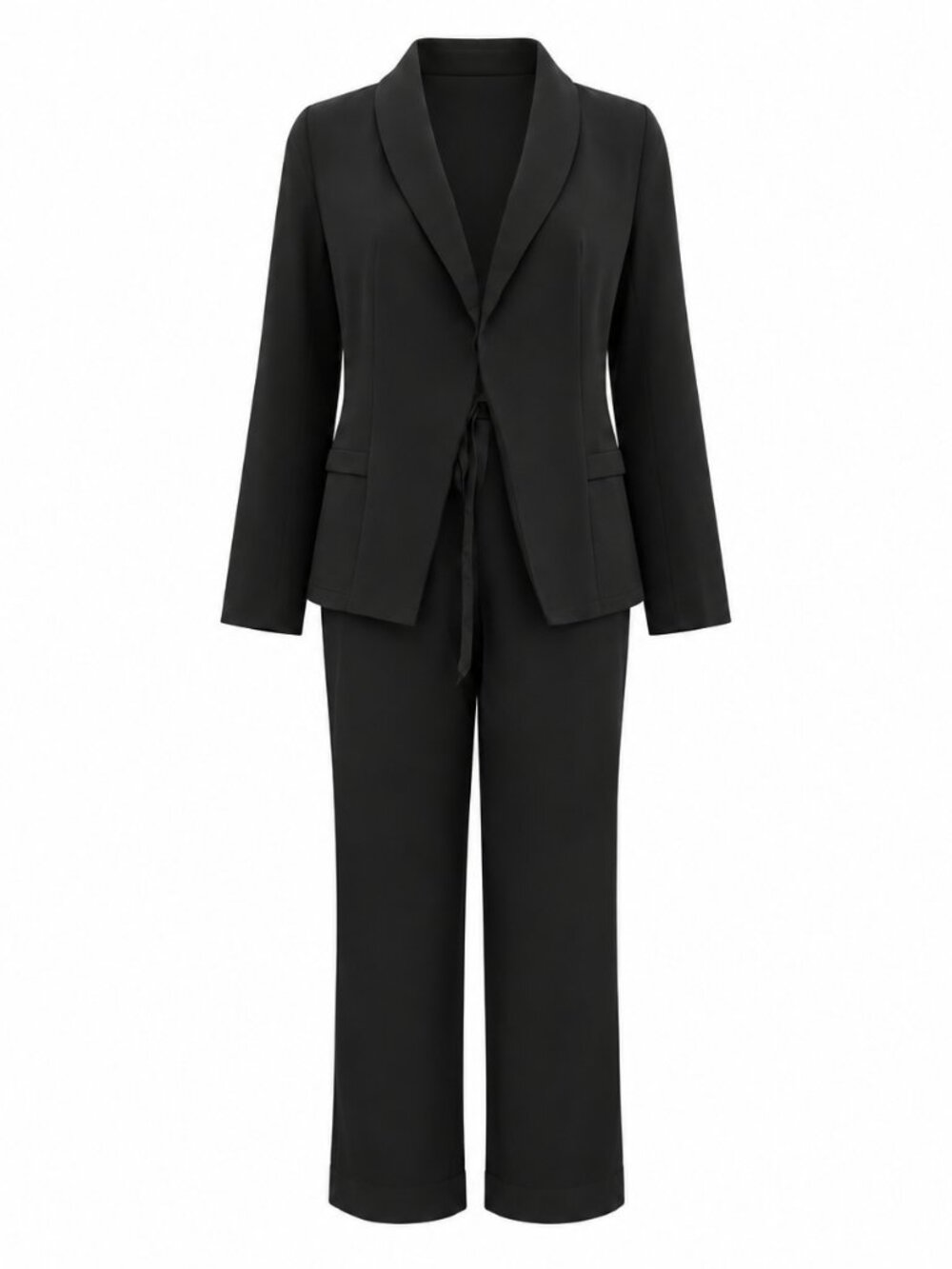 Womens Black Tailored Blazer Trouser Pantsuit New